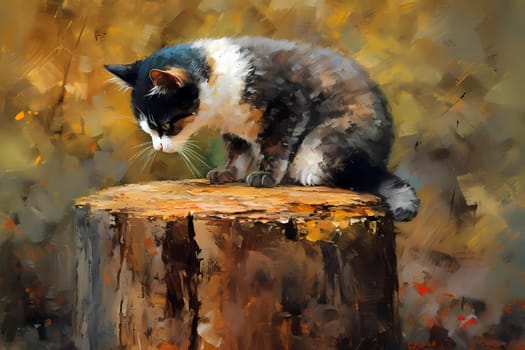 The cat is happily scratching away at its post, stretching and flexing its claws. It looks like it's really enjoying itself. (generative AI)