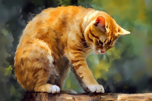 This cat is using its scratching post to sharpen its claws and satisfy its natural instinct to scratch, clever kitty! (generative AI)
