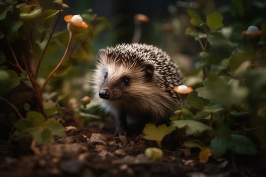 The hedgehog is exploring his new surroundings with curiosity and excitement, sniffing and crawling on the soft grass for the first time (generative AI)