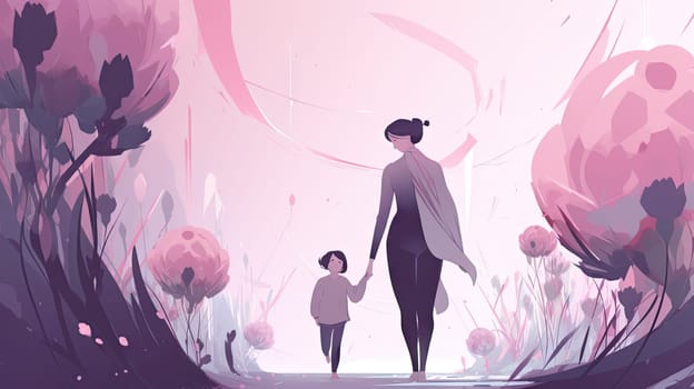 Mother's day flat design, Generative AI, AI generated