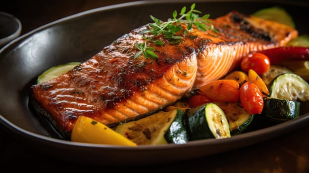 Grilled Salmon dish, Generative AI