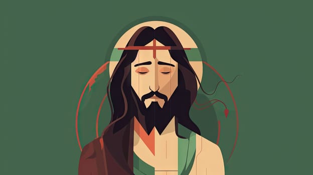Jesus Christ illustration - Flat design, Generative AI - AI generated
