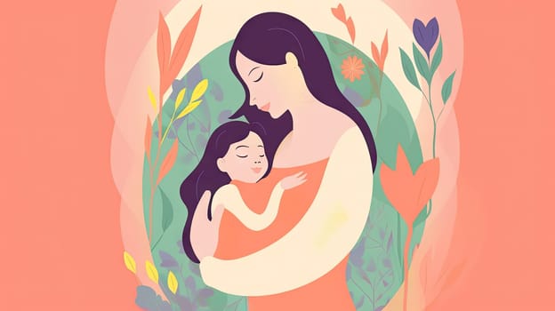 Mother's day flat design, Generative AI, AI generated