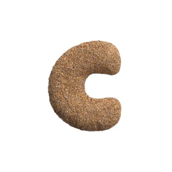 Sand letter C - Small 3d beach font isolated on white background. This alphabet is perfect for creative illustrations related but not limited to Holidays, travel, ocean...