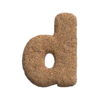Sand letter D - Small 3d beach font isolated on white background. This alphabet is perfect for creative illustrations related but not limited to Holidays, travel, ocean...