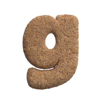 Sand letter G - Lowercase 3d beach font isolated on white background. This alphabet is perfect for creative illustrations related but not limited to Holidays, travel, ocean...