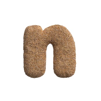 Sand letter N - Lower-case 3d beach font isolated on white background. This alphabet is perfect for creative illustrations related but not limited to Holidays, travel, ocean...