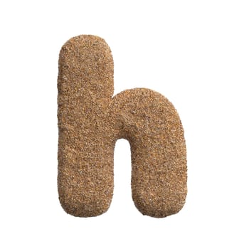 Sand letter H - Small 3d beach font isolated on white background. This alphabet is perfect for creative illustrations related but not limited to Holidays, travel, ocean...