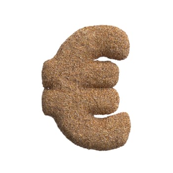 Sand euro currency sign - 3d beach money symbol isolated on white background. This alphabet is perfect for creative illustrations related to Holidays, travel, ocean...
