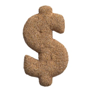 Sand dollar currency sign - 3d beach business symbol isolated on white background. This alphabet is perfect for creative illustrations related to Holidays, travel, ocean.