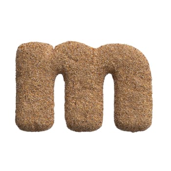 Sand letter M - Small 3d beach font isolated on white background. This alphabet is perfect for creative illustrations related but not limited to Holidays, travel, ocean...