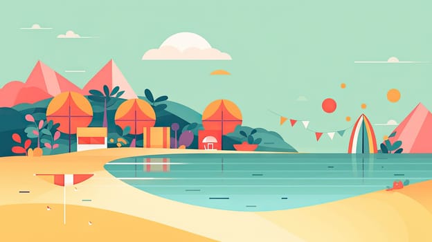summer background, beach and sea, holidays concept, generative AI - AI generated