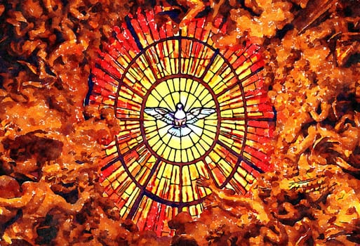 Creative illustration of Holy spirit symbol of peace, love and hope. Concept for Christianity, god, heaven.