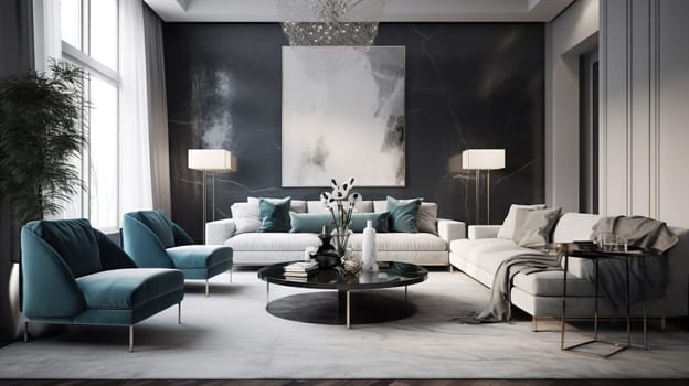 Luxurious Living-room interior - Generative AI - AI generated