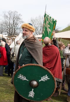 Krakow, Poland - April 11, 2023: Unidentified participants of Rekawka - Polish tradition, celebrated in Krakow on Tuesday after Easter. Currently has the character of festival historical reconstruction