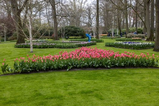 Keukenhof, Lisse Netherlands - April 18, 2023: Visitors at the Keukenhof Garden in Lisse, Netherlands.