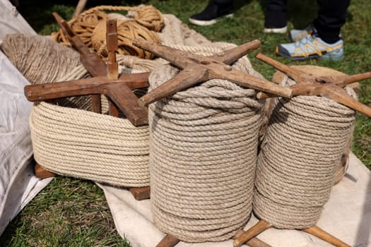 coils of ropes made in the traditional way from natural materials