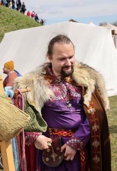 Krakow, Poland - April 11, 2023: Unidentified participants of Rekawka - Polish tradition, celebrated in Krakow on Tuesday after Easter. Currently has the character of festival historical reconstruction