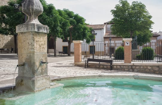 Tielmes, beautiful little town in Las Vegas County, Madrid, Spain. Oldest public fountain