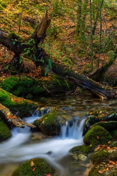 River waterfall in the portuguese national park of Geres, in the north of the country