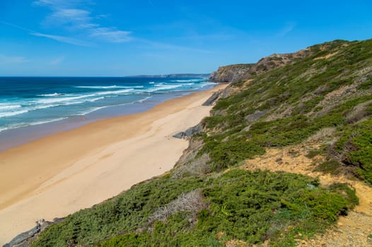 Beautiful empty beach in Algarve, Portugal