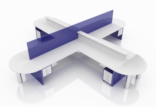 Computer generated 3D illustration with a call centre workplace