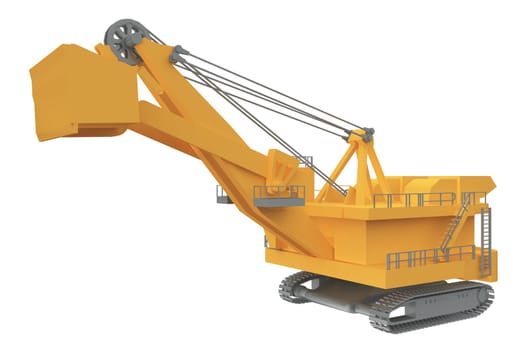 Computer generated 3D illustration with a huge excavator isolated on white background