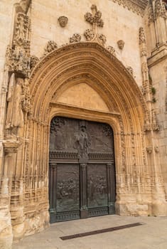 Detail of the sculpturres over the main portal of the Cathedral of Saint Mary. Burgos, Spain