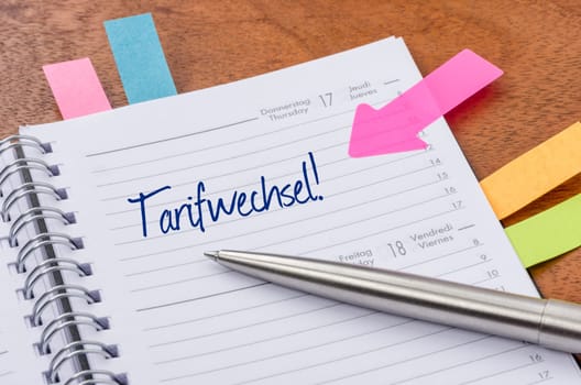 Appointment calendar with sticker - tariff change