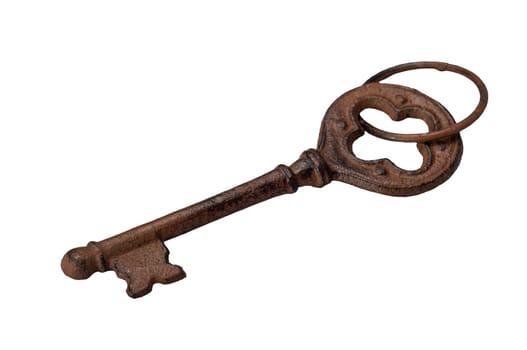 Close-up of aged metal door key