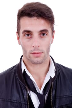 young casual man portrait, isolated on white