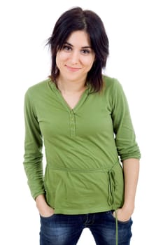 young happy beautiful woman, isolated in white