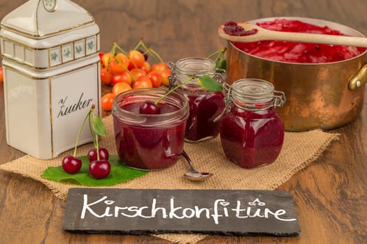Cook cherry jam