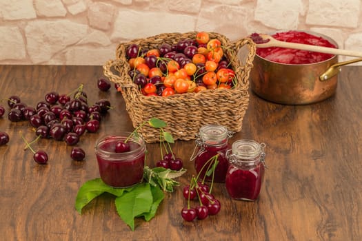 Cook cherry jam