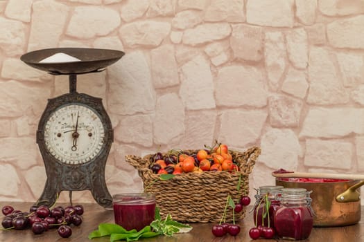 Cook cherry jam