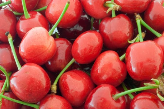 beautiful macro background of red cherries