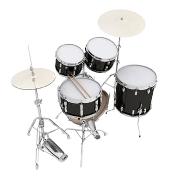 Computer generated 3D illustration with a drumset isolated on white background