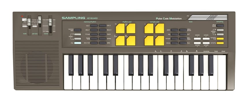 Computer generated 3D illustration with an electronic keyboard isolated on white background