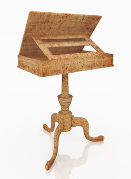 Computer generated 3D illustration with a drafting table old fashioned against a white background