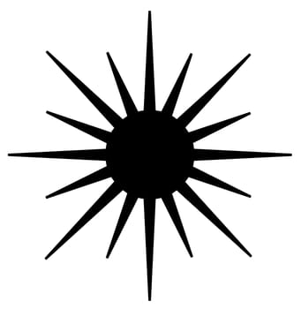 Computer generated 2D illustration with the silhouette of a symbol of the sun