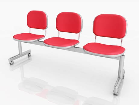 Computer generated 3D illustration with a chair unit against a white background