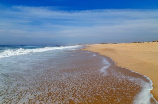 Beautiful empty beach near Aveiro, Portugal