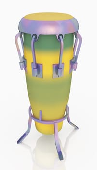 Computer generated 3D illustration with a conga drum against a white background