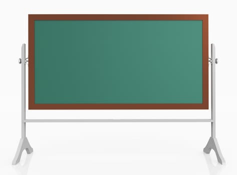 Computer generated 3D illustration with a chalkboard against a white background