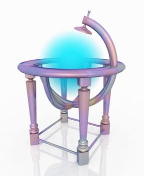 Computer generated 3D illustration with globe stand and gas planet