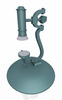 Computer generated 3D illustration with a magnifier holder stand against a white background
