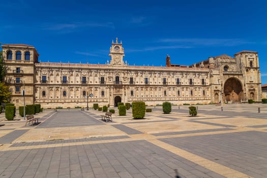 Leon, Spain - August 16, 2022: The Convent of San Marcos in Leon, Spain