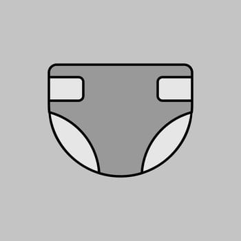 Diaper design vector isolated grayscale icon. Graph symbol for children and newborn babies web site and apps design, logo, app, UI