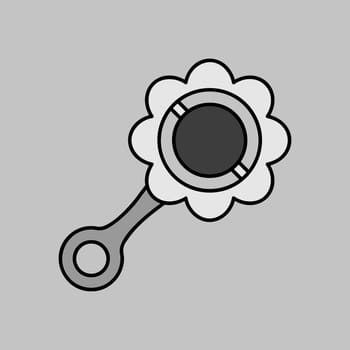 Baby rattle toy vector isolated grayscale icon. Graph symbol for children and newborn babies web site and apps design, logo, app, UI