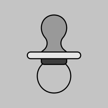 Baby dummy teat isolated vector grayscale icon. Graph symbol for children and newborn babies web site and apps design, logo, app, UI
